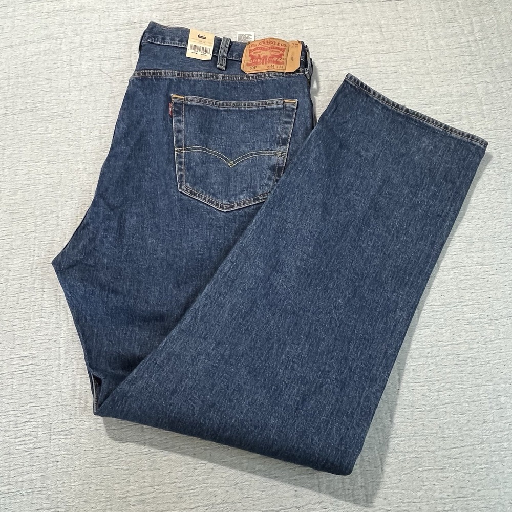 NWT MEN'S LEVI JEANS 501 Original Straight Button Fly Stretch 44X34‎